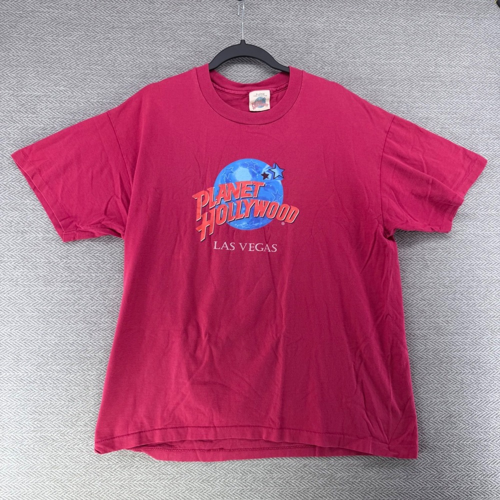 Planet Hollywood T Shirt XL Red Cotton Las Vegas Vintage 90s Single Stitch